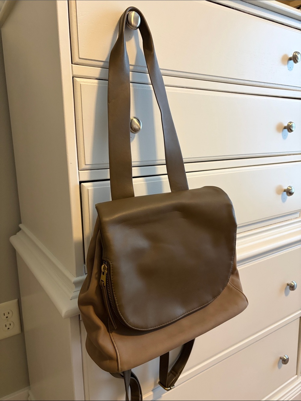 Brown Two-Tone Leather Backpack